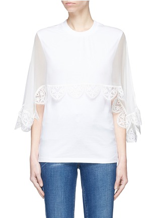 Main View - Click To Enlarge - CHLOÉ - Scalloped crepe cape overlay jersey top