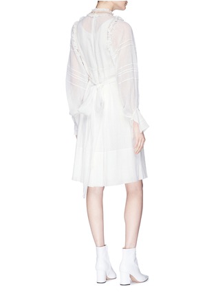 Back View - Click To Enlarge - CHLOÉ - Ruffle trim beaded cotton-silk crépon dress