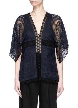 Main View - Click To Enlarge - CHLOÉ - 'Haut' geometric tablecloth lace top