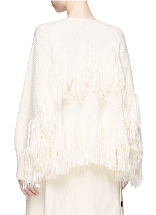 Back View - Click To Enlarge - CHLOÉ - Fringe virgin wool open cardigan