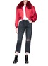 Figure View - Click To Enlarge - YVES SALOMON ARMY - Detachable fox fur collar rabbit fur liner cropped satin bomber jacket