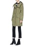 Detail View - Click To Enlarge - YVES SALOMON ARMY - Detachable fox fur hooded eyelet canvas long parka