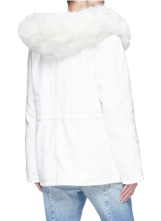 Back View - Click To Enlarge - YVES SALOMON ARMY - Detachable fox fur hooded jacket denim parka