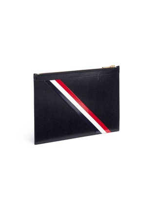 Detail View - Click To Enlarge - THOM BROWNE  - Diagonal stripe leather document holder