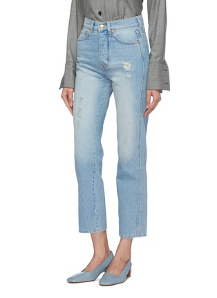 Front View - Click To Enlarge - VICTORIA, VICTORIA BECKHAM - 'Cali' distressed cropped straight leg jeans
