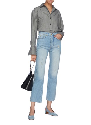 Figure View - Click To Enlarge - VICTORIA, VICTORIA BECKHAM - 'Cali' distressed cropped straight leg jeans