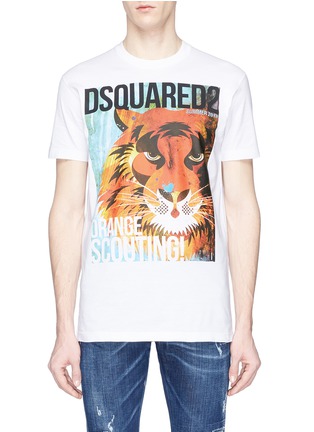 Main View - Click To Enlarge - 71465 - 'Orange Scouting' tiger print T-shirt