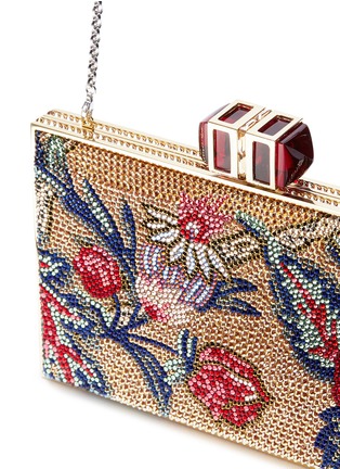Detail View - Click To Enlarge - JUDITH LEIBER - Coffered rectangle floral crystal pavé box clutch