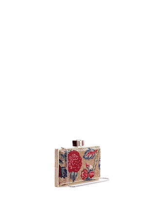 Figure View - Click To Enlarge - JUDITH LEIBER - Coffered rectangle floral crystal pavé box clutch
