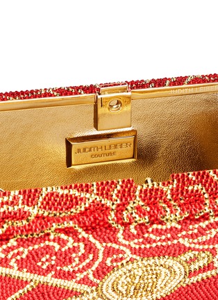 Detail View - Click To Enlarge - JUDITH LEIBER - Red envelope ridged rectangle crystal pavé box clutch