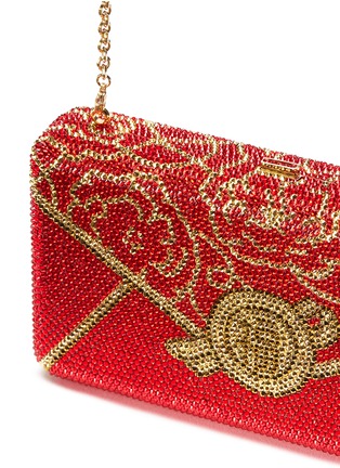 Detail View - Click To Enlarge - JUDITH LEIBER - Red envelope ridged rectangle crystal pavé box clutch