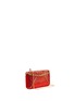 Figure View - Click To Enlarge - JUDITH LEIBER - Red envelope ridged rectangle crystal pavé box clutch