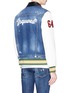 Back View - Click To Enlarge - 71465 - Mix pin leather sleeve bomber jacket