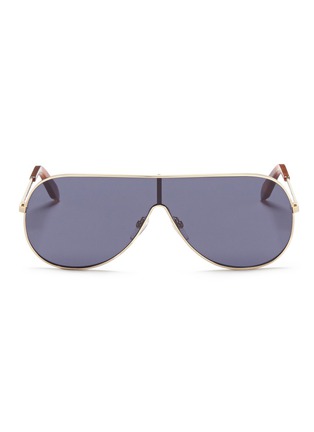 Main View - Click To Enlarge - VICTORIA BECKHAM - 'Grooved Metal Visor' aviator sunglasses