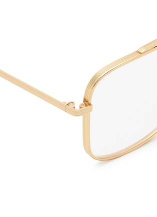 Detail View - Click To Enlarge - VICTORIA BECKHAM - 'Grooved Optical Navigator' double bridge metal square glasses