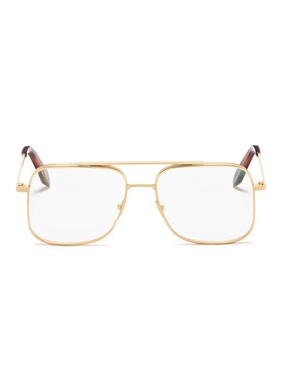 Main View - Click To Enlarge - VICTORIA BECKHAM - 'Grooved Optical Navigator' double bridge metal square glasses