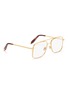 Figure View - Click To Enlarge - VICTORIA BECKHAM - 'Grooved Optical Navigator' double bridge metal square glasses