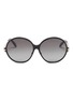 Main View - Click To Enlarge - VICTORIA BECKHAM - Metal temple acetate round sunglasses