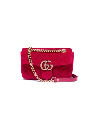 Main View - Click To Enlarge - GUCCI - 'GG Marmont' mini quilted velvet crossbody bag