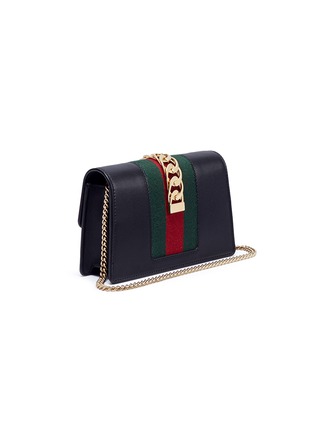 Detail View - Click To Enlarge - GUCCI - 'Sylvie' mini chain Web leather crossbody bag