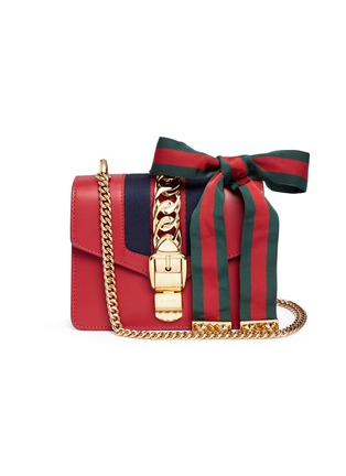 Main View - Click To Enlarge - GUCCI - 'Sylvie' mini chain web leather bag