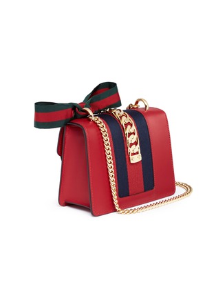 Figure View - Click To Enlarge - GUCCI - 'Sylvie' mini chain web leather bag