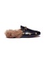 Main View - Click To Enlarge - GUCCI - 'Princetown' embroidered lamb fur leather slide loafers