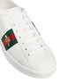 Detail View - Click To Enlarge - GUCCI - 'Ace' bee embroidered Web stripe leather step-in sneakers
