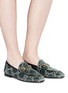 Figure View - Click To Enlarge - GUCCI - 'Jordaan GG' embroidered velvet loafers