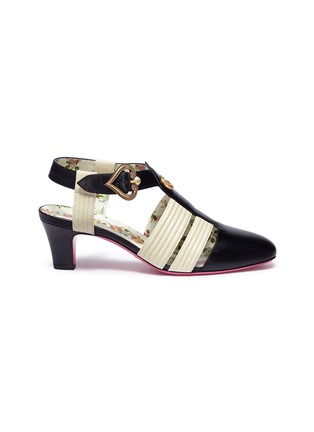 Main View - Click To Enlarge - GUCCI - 'Gea' heart buckle quilted strap leather pumps