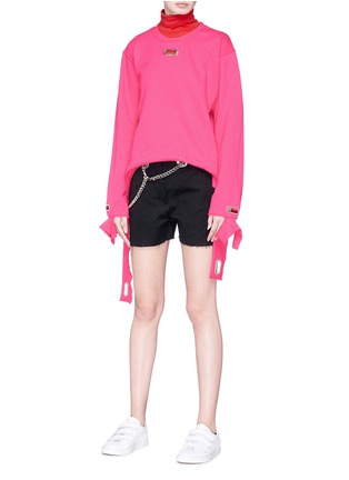 Figure View - Click To Enlarge - COLLINA STRADA - Grommet cuff sweatshirt