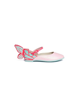 Main View - Click To Enlarge - SOPHIA WEBSTER - 'Chiara Mini' butterfly appliqué glitter kids Mary Jane flats