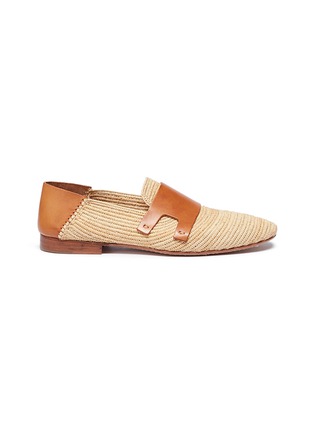 Main View - Click To Enlarge - CASABLANCA1942 - 'Monakus' leather panel woven raffia step-in loafers