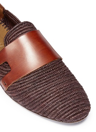 Detail View - Click To Enlarge - CASABLANCA1942 - 'Monakus' leather panel woven raffia step-in loafers
