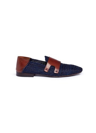 Main View - Click To Enlarge - CASABLANCA1942 - 'Monakus' leather panel woven raffia loafers