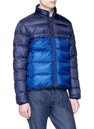 Detail View - Click To Enlarge - MONCLER - 'Brech' colourblock hooded down puffer jacket