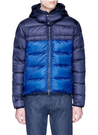 Main View - Click To Enlarge - MONCLER - 'Brech' colourblock hooded down puffer jacket