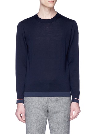 Main View - Click To Enlarge - MONCLER - Stripe cuff virgin wool sweater