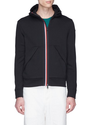 Main View - Click To Enlarge - MONCLER - Stripe placket zip hoodie