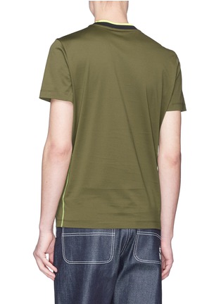Back View - Click To Enlarge - MONCLER - Stripe collar T-shirt