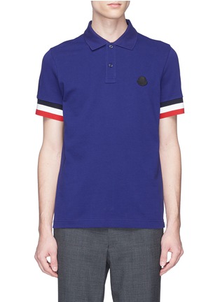 Main View - Click To Enlarge - MONCLER - Stripe cuff polo shirt