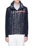 Main View - Click To Enlarge - MONCLER - Logo print retractable hood down puffer cardigan