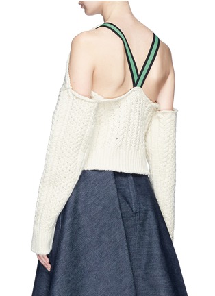 Back View - Click To Enlarge - CALVIN KLEIN 205W39NYC - Strap back cold shoulder cable knit cropped sweater