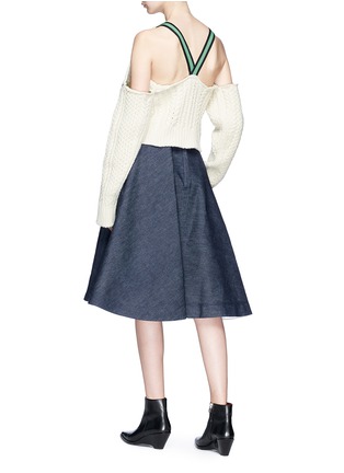 Figure View - Click To Enlarge - CALVIN KLEIN 205W39NYC - Strap back cold shoulder cable knit cropped sweater