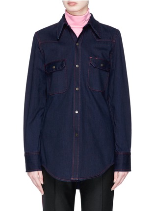 Main View - Click To Enlarge - CALVIN KLEIN 205W39NYC - Contrast topstitching oversized Western denim shirt