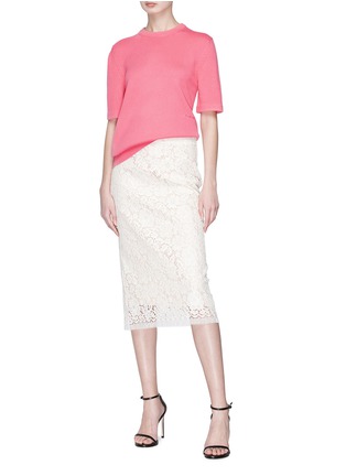 Figure View - Click To Enlarge - CALVIN KLEIN 205W39NYC - Cutout hem cashmere short sleeve sweater