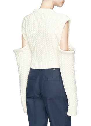 Back View - Click To Enlarge - CALVIN KLEIN 205W39NYC - Cold-shoulder cable knit sweater