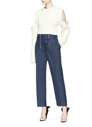 Figure View - Click To Enlarge - CALVIN KLEIN 205W39NYC - Cold-shoulder cable knit sweater