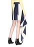 Back View - Click To Enlarge - CALVIN KLEIN 205W39NYC - Asymmetric ruffle stripe silk skirt