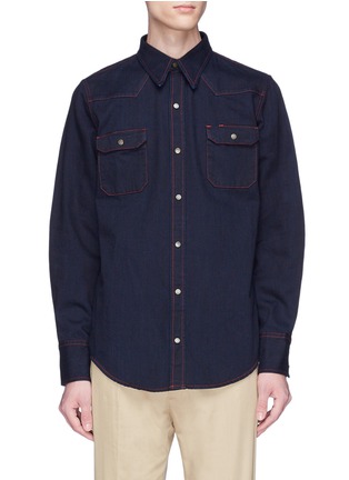Main View - Click To Enlarge - CALVIN KLEIN 205W39NYC - Contrast topstitching denim shirt